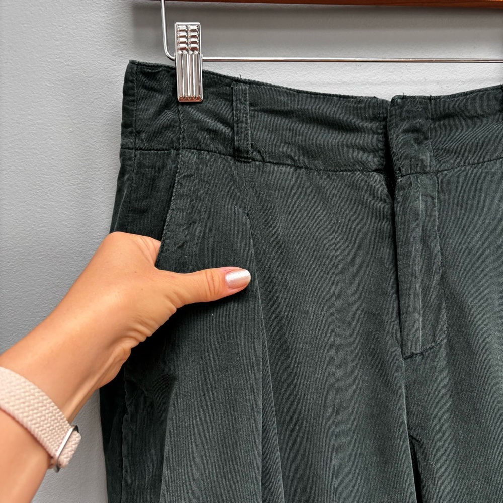 Marine Layer Flora Micro Corduroy Trouser in Dark Green Gables 4 - Picture 8 of 12